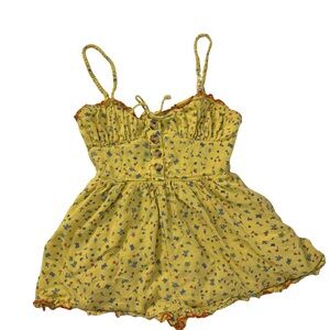 Urban Outfitters Yellow Floral & Butterfly Romper